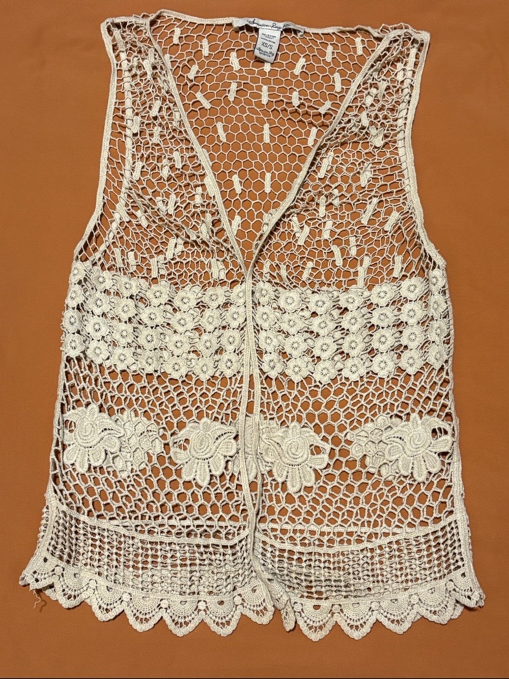 American Rag Crochet Openwork Vest in Cream